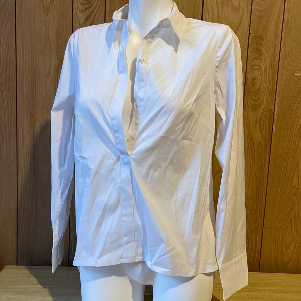 WHBM- White Mid Button down Blouse